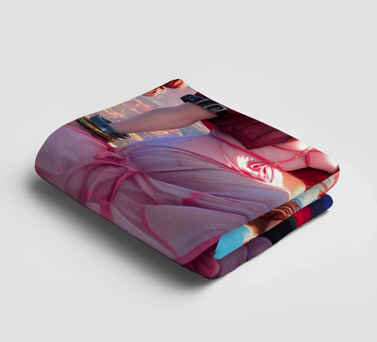 Aerith met uitzicht op Midgar Final Fantasy FFVII FF7 badhanddoek van Stellar Creative