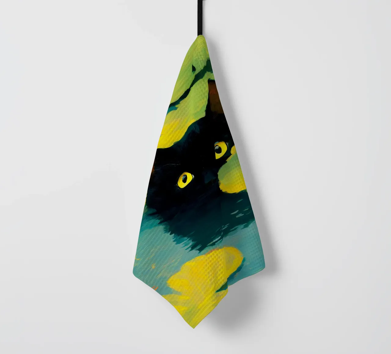 Chat noir nageant dans l'eau torchon de Stellar Creative