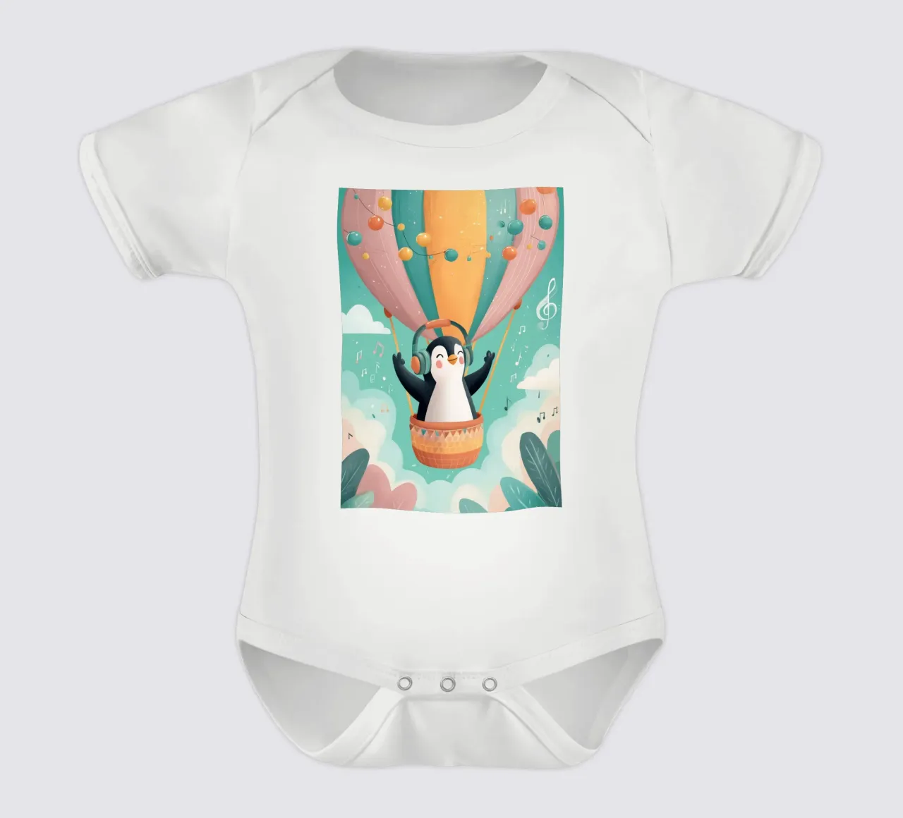 Penguin in the Clouds babyrompertje korte mouwen van Kiara