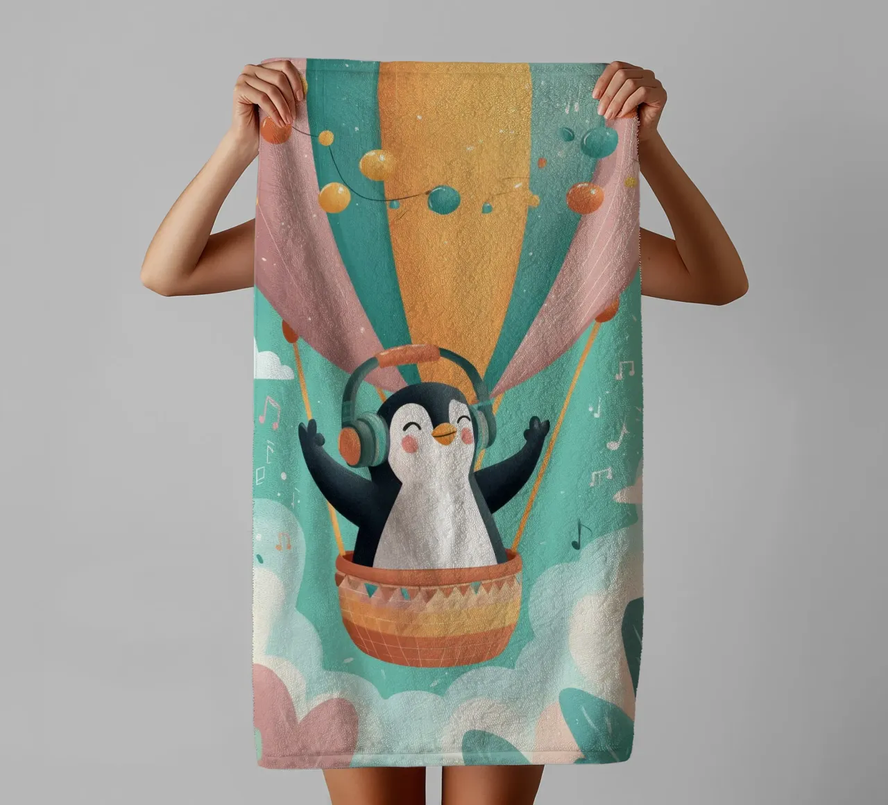 Penguin in the Clouds asciugamano da bagno da Kiara