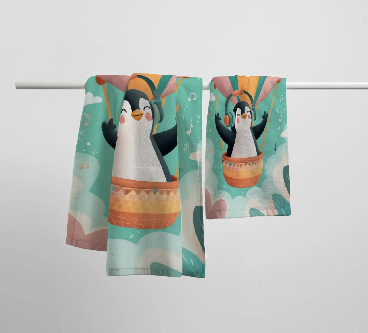 Penguin in the Clouds asciugamano da bagno da Kiara