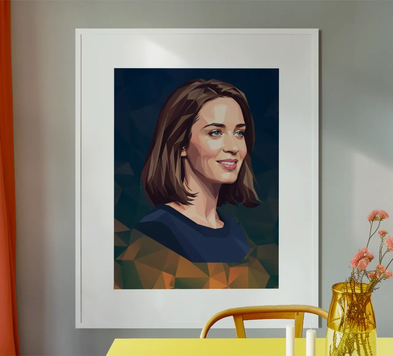 Emily Blunt Lowpoly poster con telaio in plastica da Low Profile