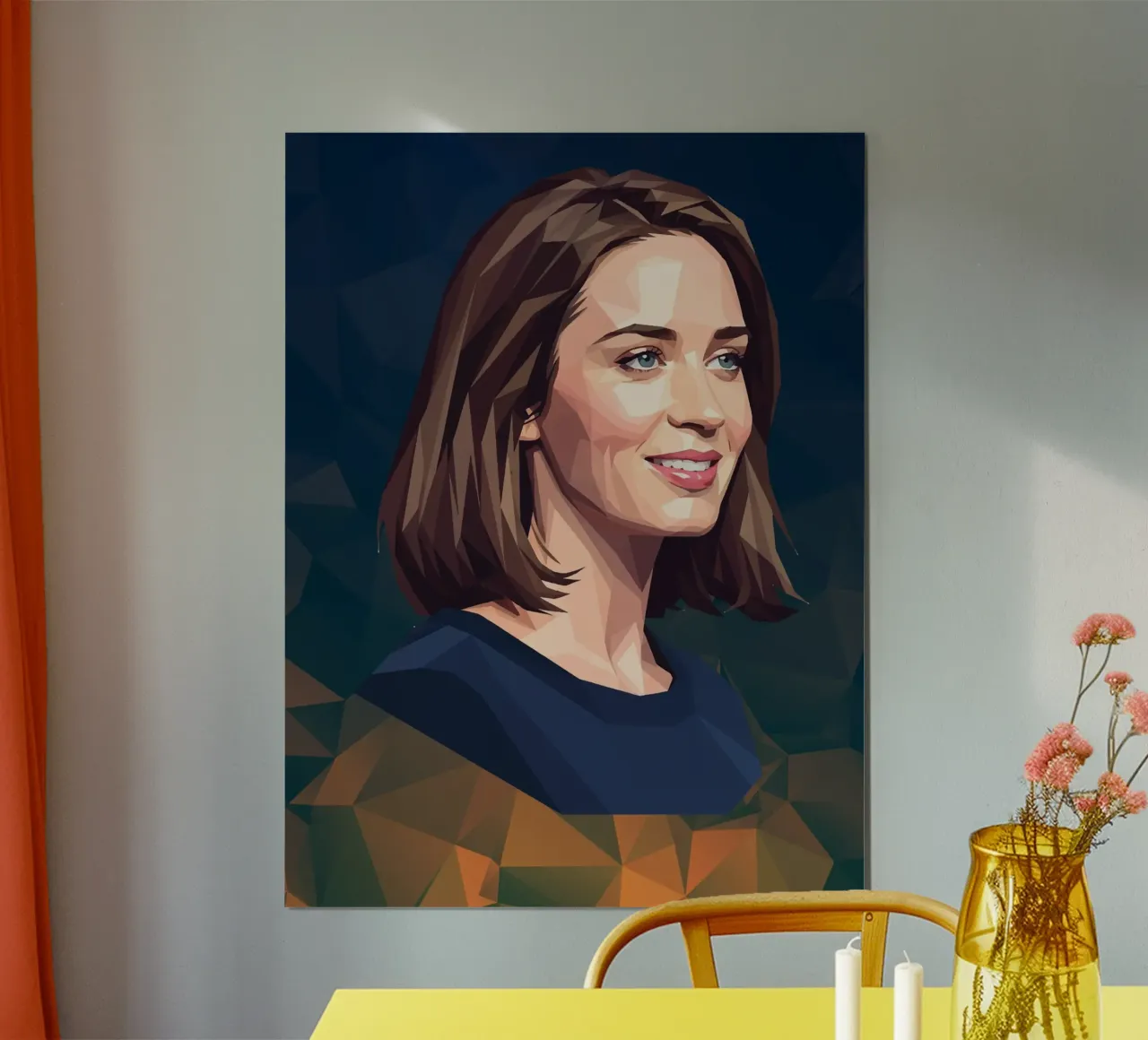 Emily Blunt Lowpoly poster con telaio in plastica da Low Profile
