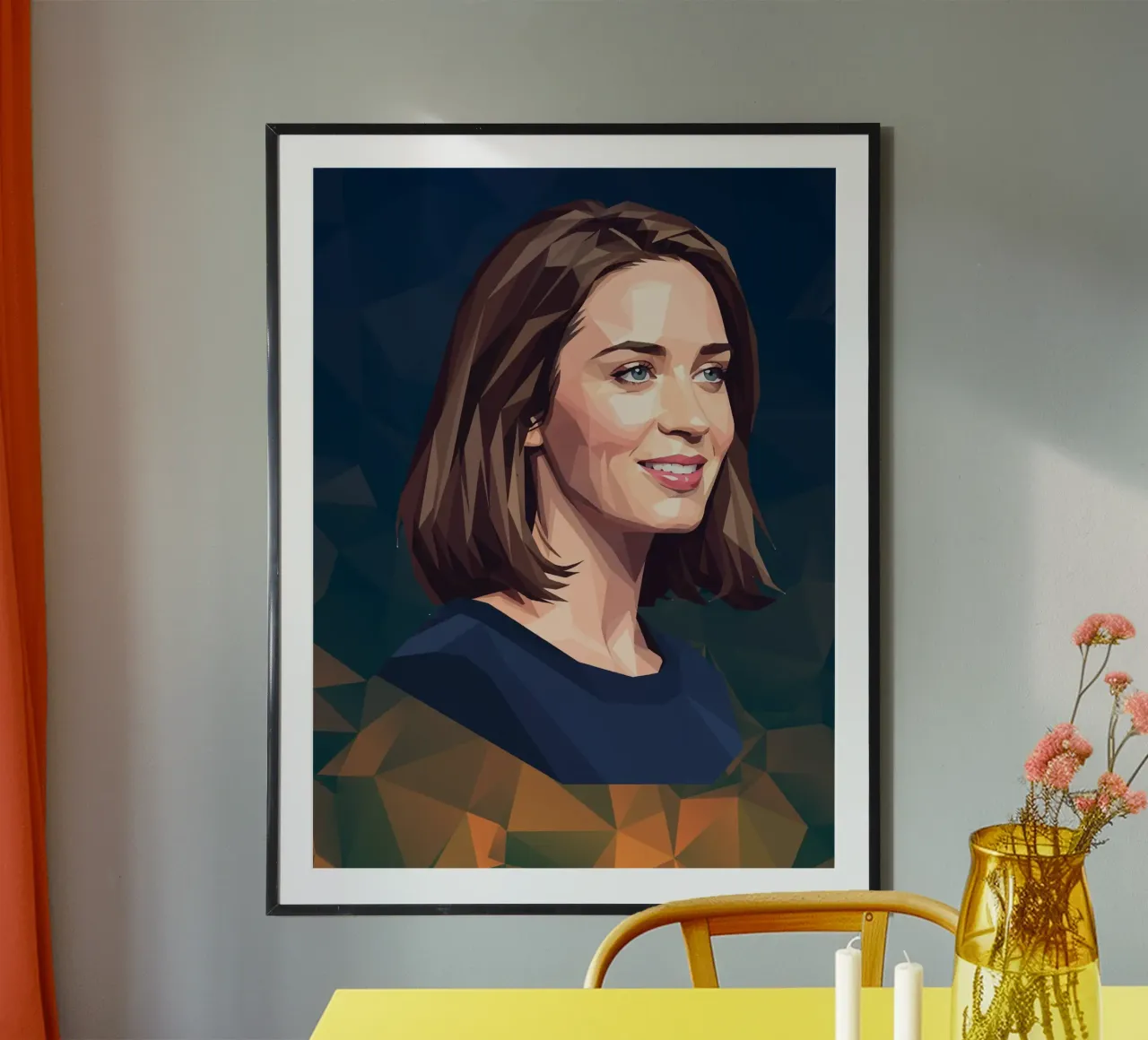 Emily Blunt Lowpoly poster con telaio in plastica da Low Profile