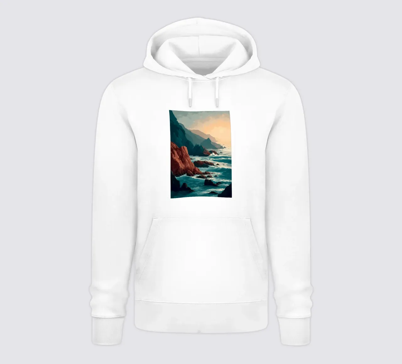 Coastal Landscape Print - Ocean Cliffs and Sunset Horizon felpa con cappuccio da Dune