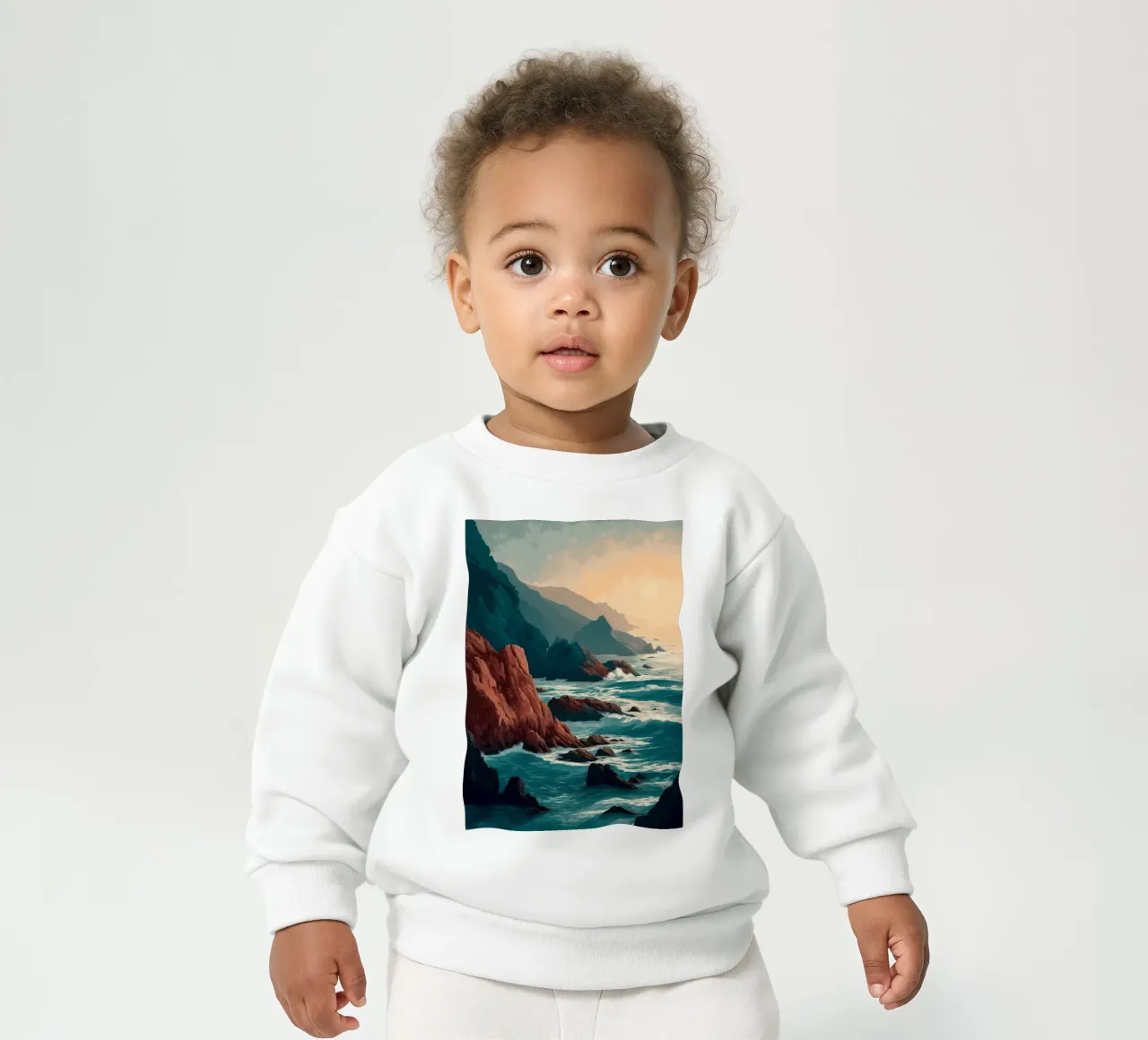 Coastal Landscape Print - Ocean Cliffs and Sunset Horizon felpa neonato da Dune