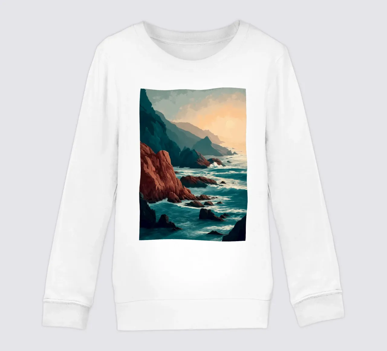 Coastal Landscape Print - Ocean Cliffs and Sunset Horizon felpa bambino da Dune