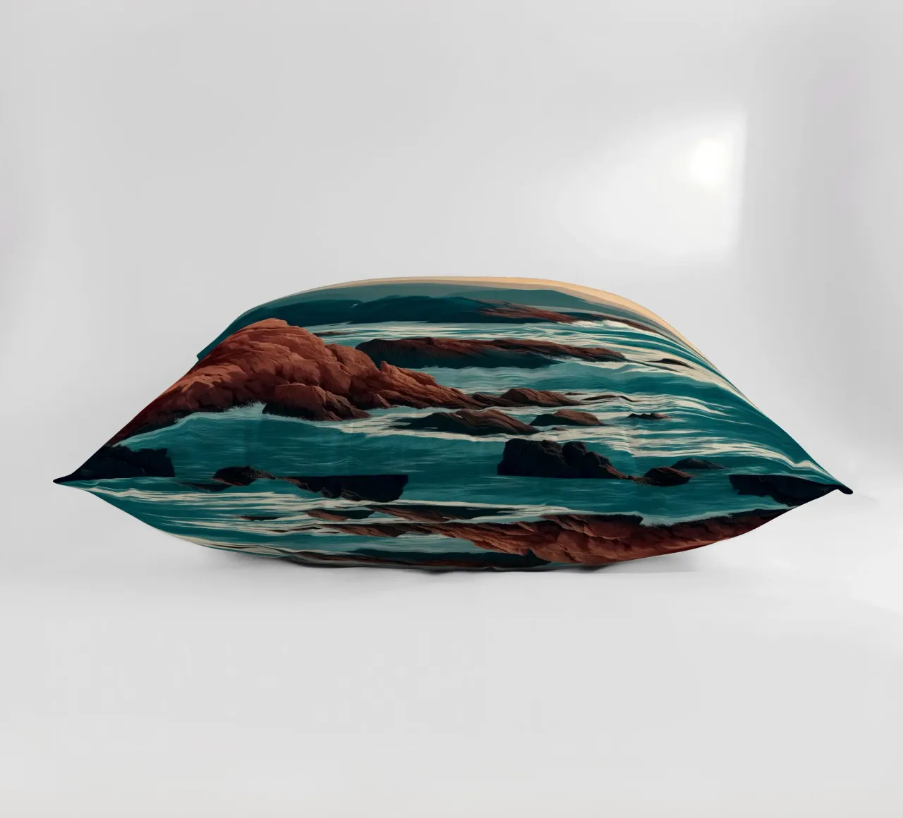 Coastal Landscape Print - Ocean Cliffs and Sunset Horizon cuscino da Dune
