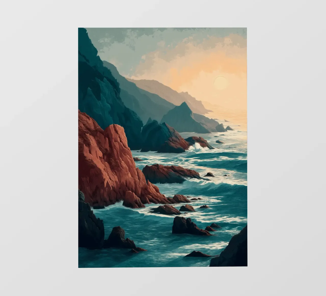 Coastal Landscape Print - Ocean Cliffs and Sunset Horizon telo in pvc da Dune