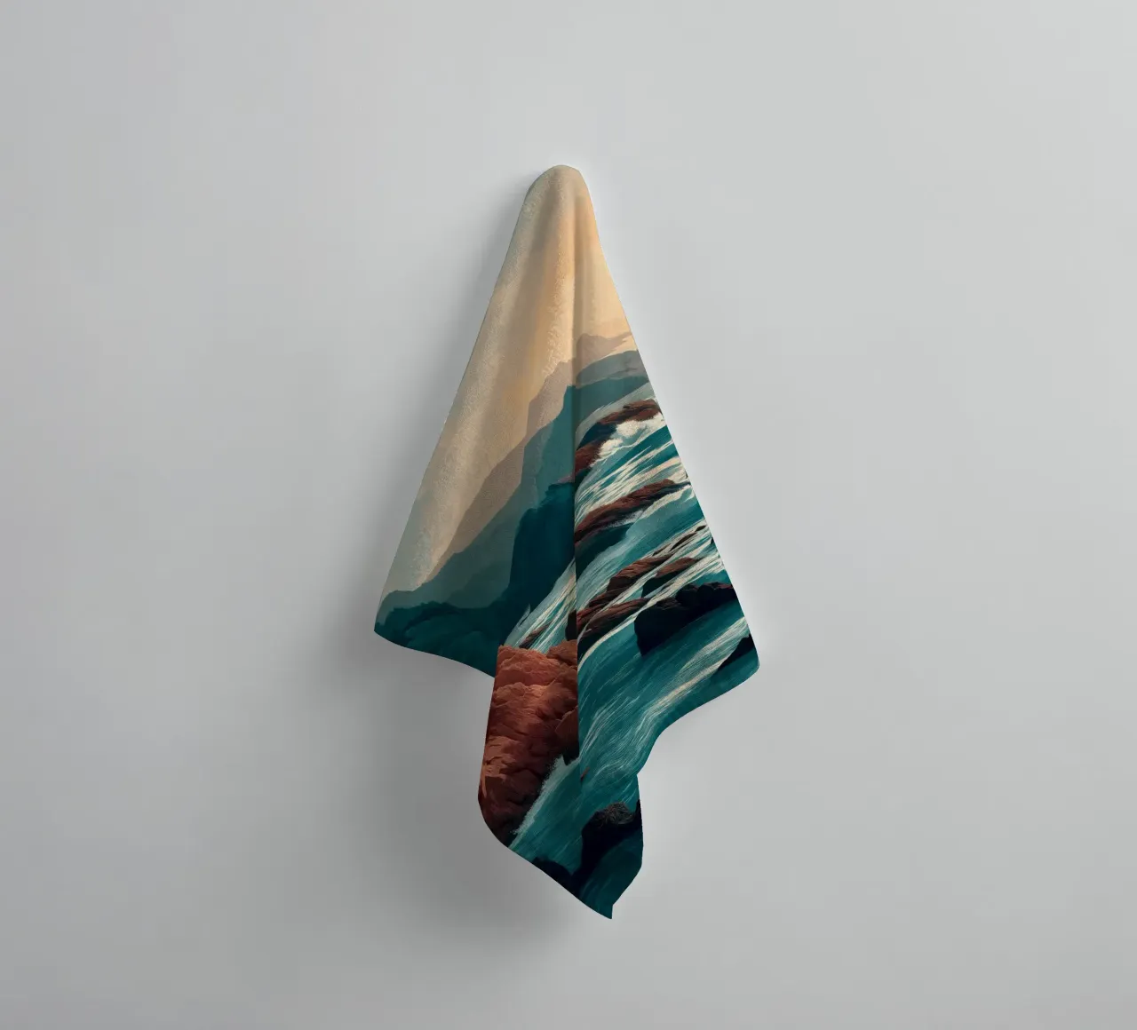 Coastal Landscape Print - Ocean Cliffs and Sunset Horizon towel by Dune