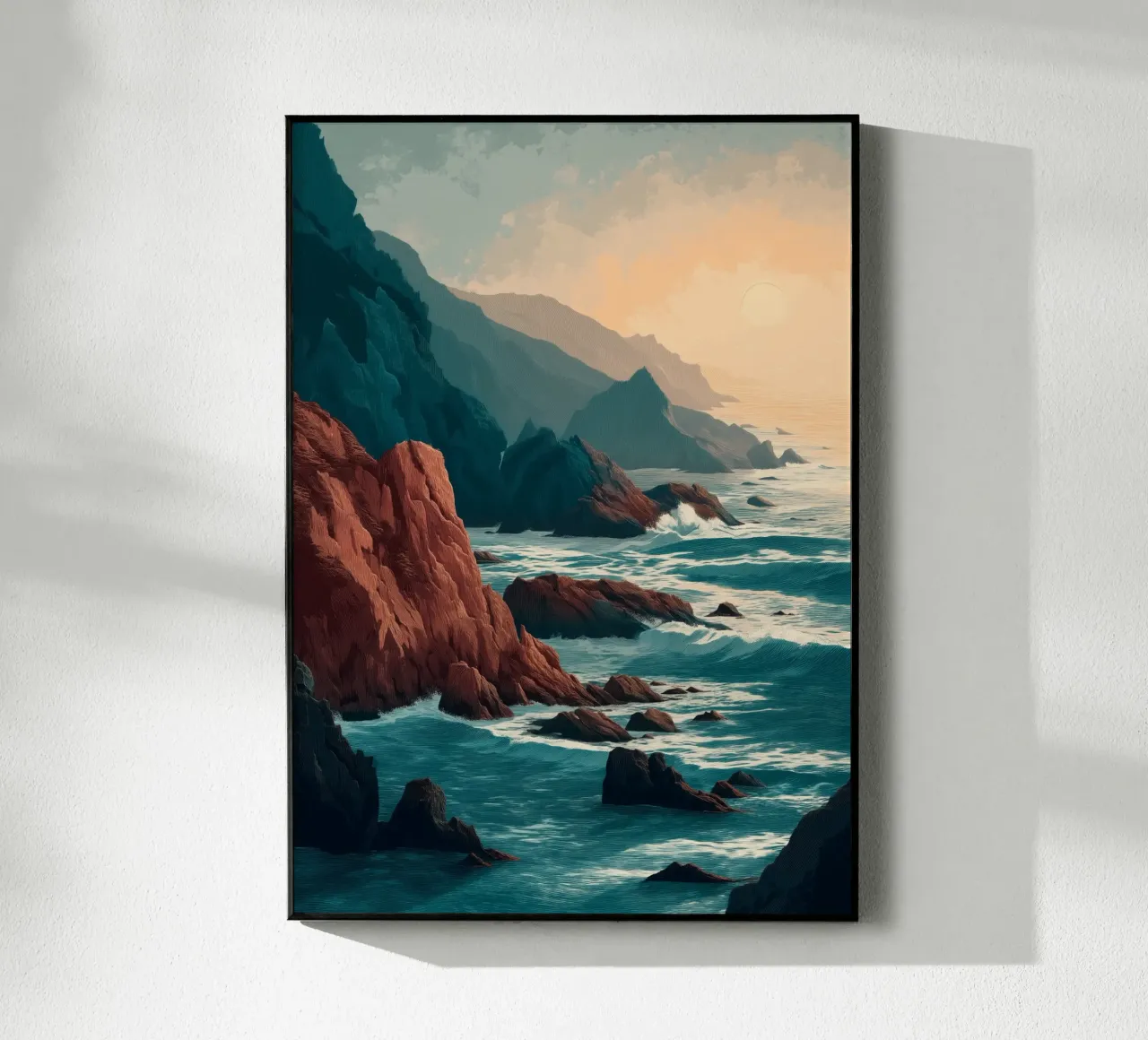 Coastal Landscape Print - Ocean Cliffs and Sunset Horizon plexiglass da Dune