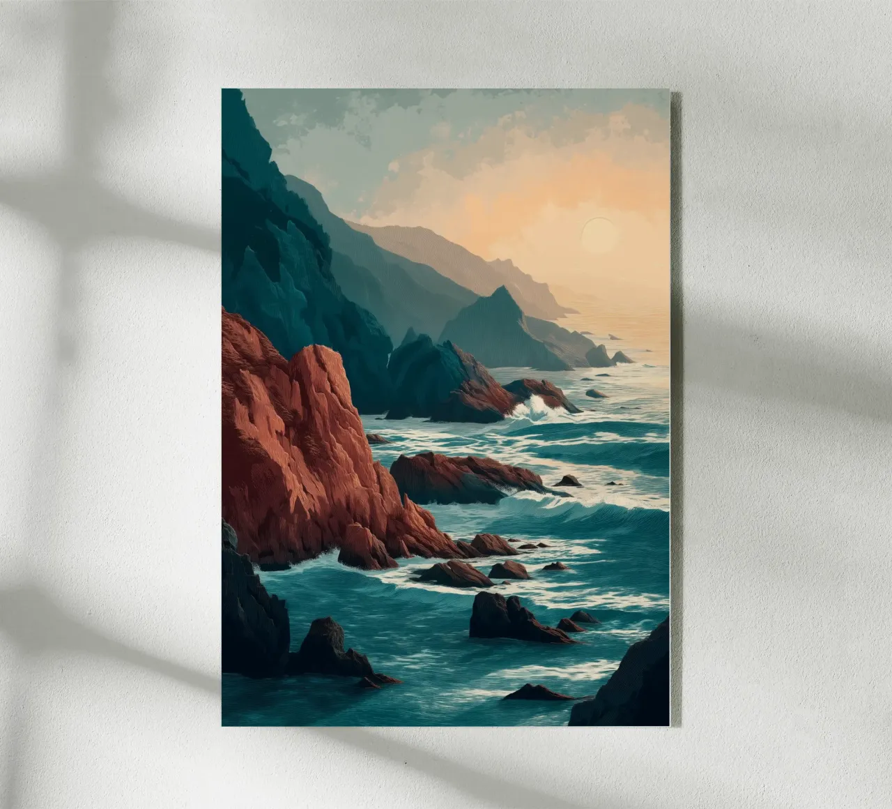 Coastal Landscape Print - Ocean Cliffs and Sunset Horizon plexiglass da Dune