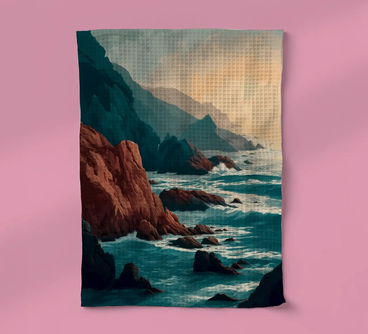 Coastal Landscape Print - Ocean Cliffs and Sunset Horizon canovaccio da cucina da Dune