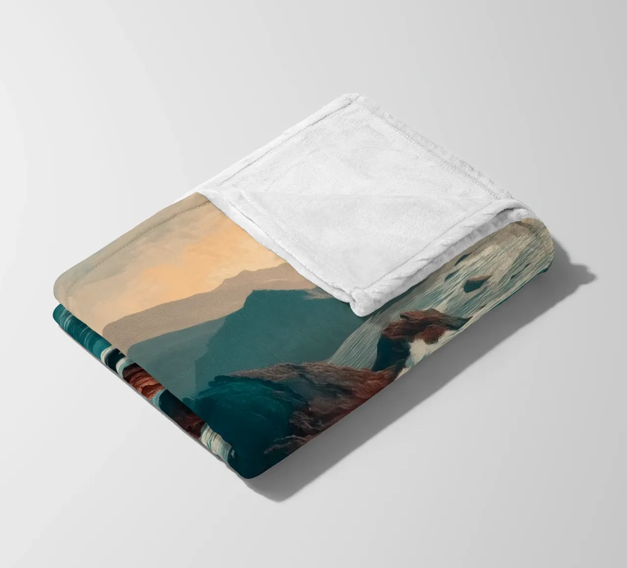 Coastal Landscape Print - Ocean Cliffs and Sunset Horizon coperta in pile da Dune