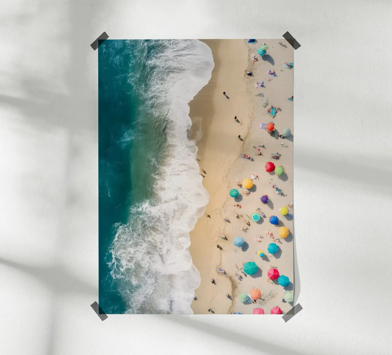 Tropical Shoreline Vibes - Aerial Ocean Photography poster con telaio in legno da Vela Luna