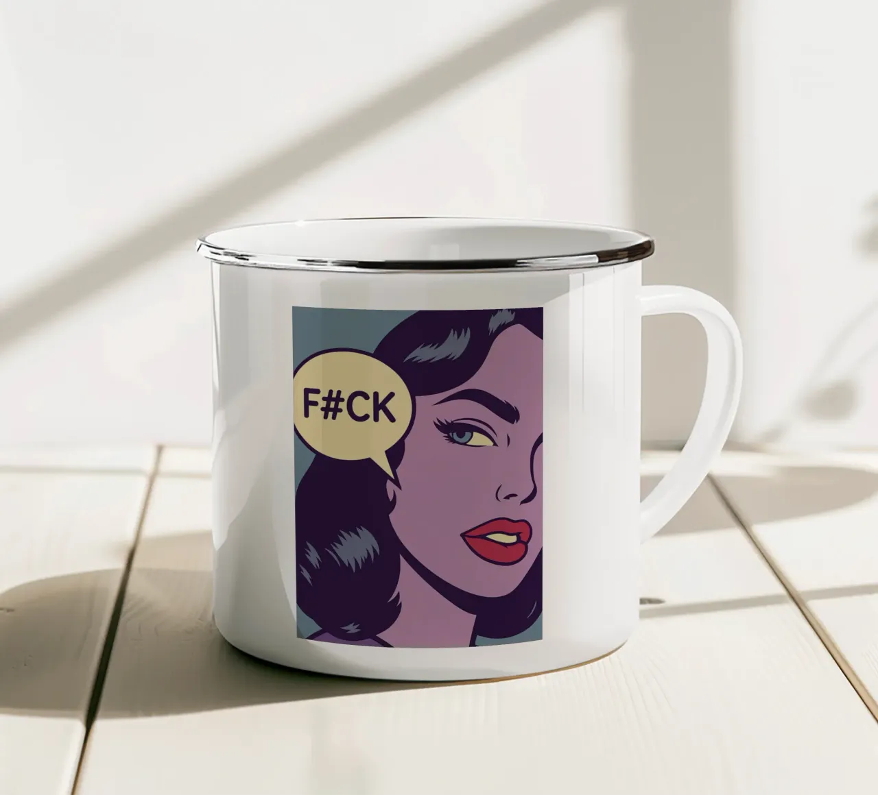 donne faccia arrabbiata tazza in smalto da kadilans