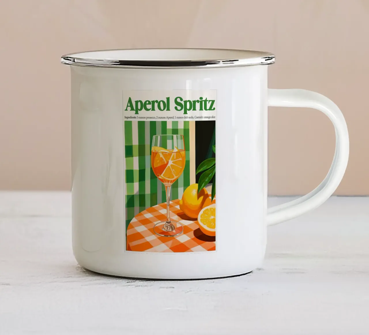 Cucina Aperol Spritz tazza in smalto da Neeraprint