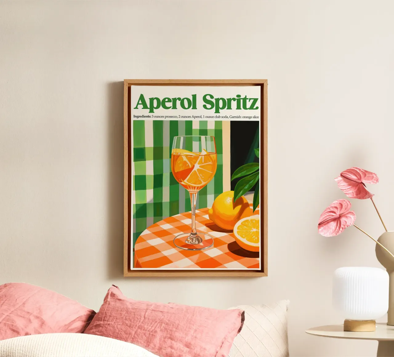 Cucina Aperol Spritz tela con Cornice a cassetta da Neeraprint