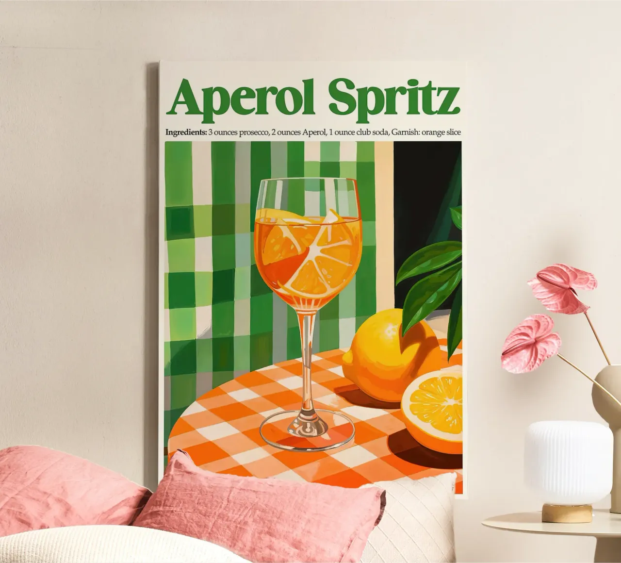 Cucina Aperol Spritz tela con Cornice a cassetta da Neeraprint
