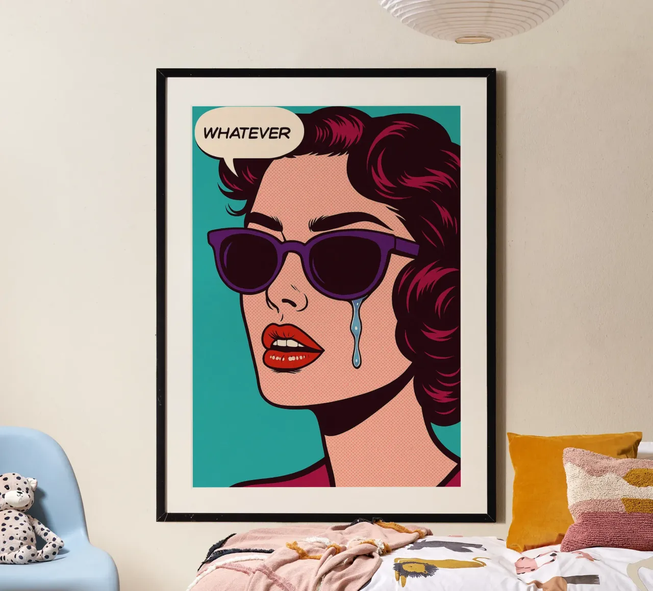 donne che piangono qualsiasi cosa poster con telaio in alluminio da kadilans