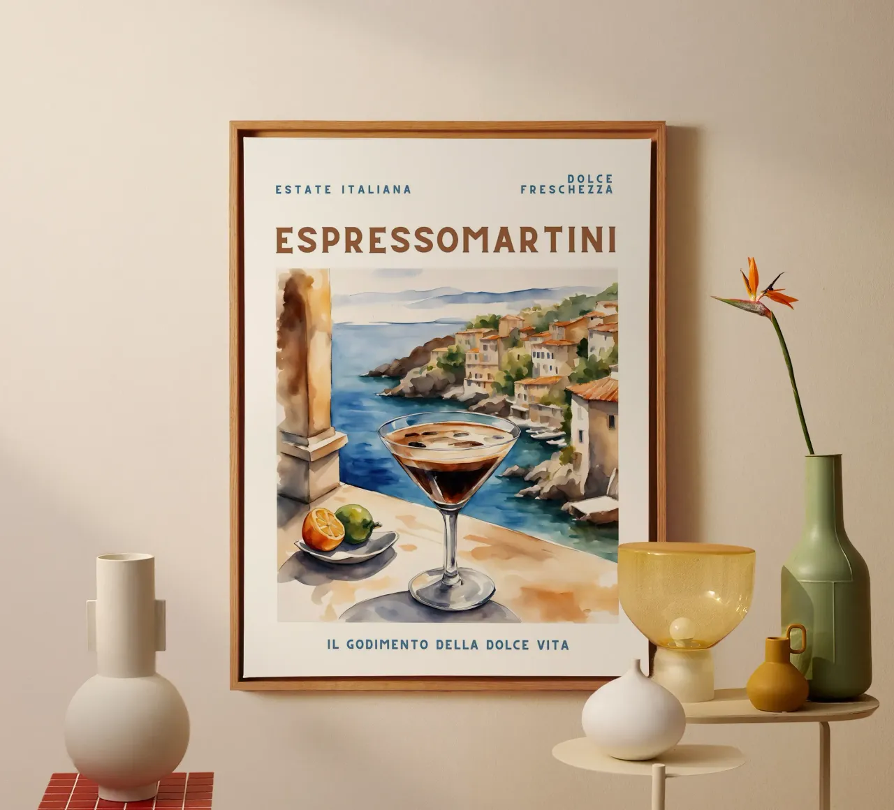 Espresso Martini Vintage tela con Cornice a cassetta da Neeraprint