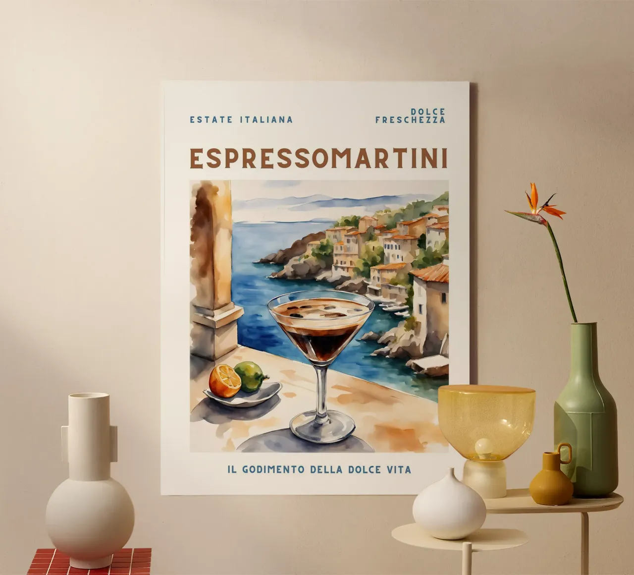 Espresso Martini Vintage tela con Cornice a cassetta da Neeraprint