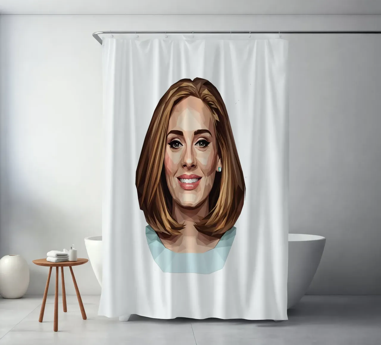 Adele Lowpoly Duschvorhang von Low Profile