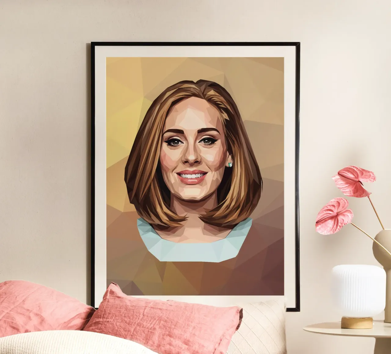 Adele Lowpoly poster con telaio in plastica da Low Profile