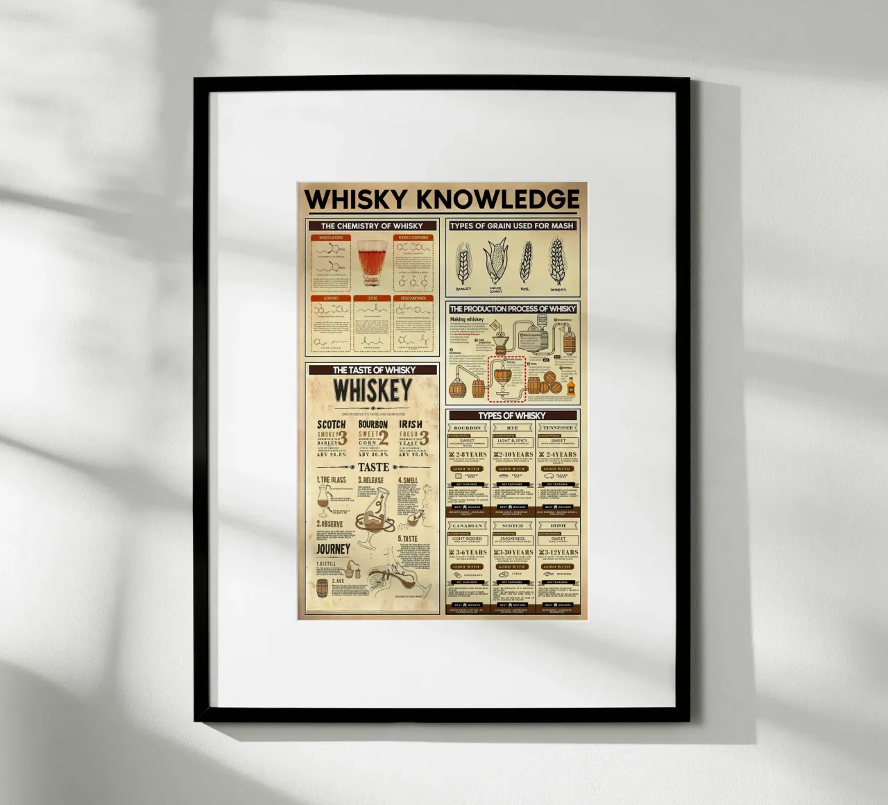 Conoscenza del whisky poster con telaio in plastica da Maritiknowled