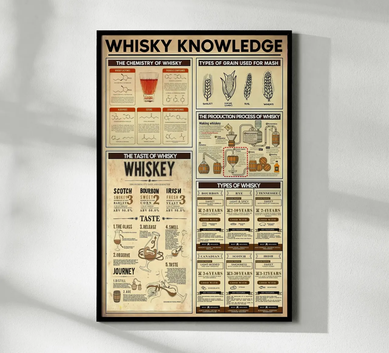 Conoscenza del whisky poster con telaio in plastica da Maritiknowled