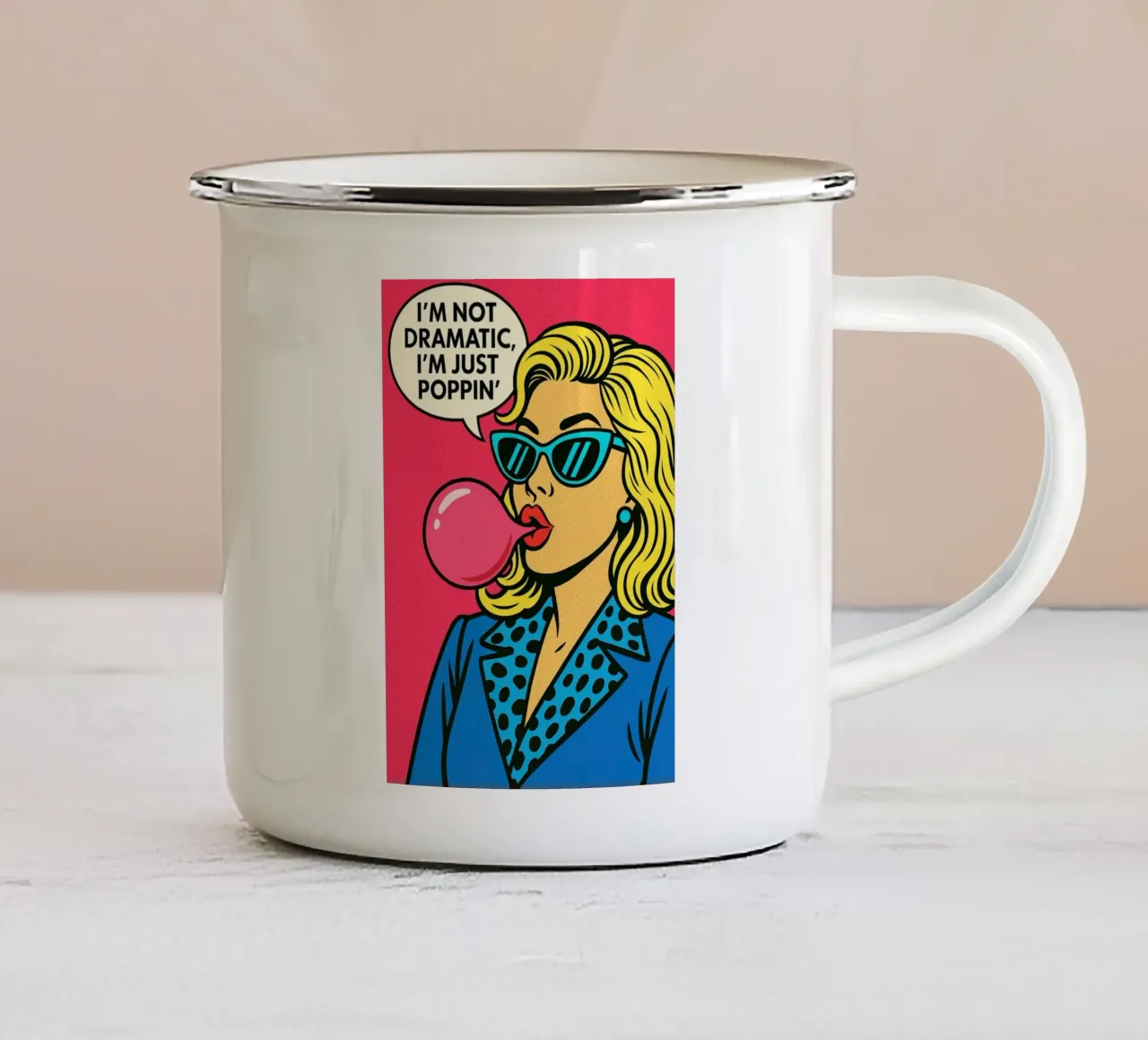 Le donne non sono drammatiche, sono solo un poppin tazza in smalto da kadilans