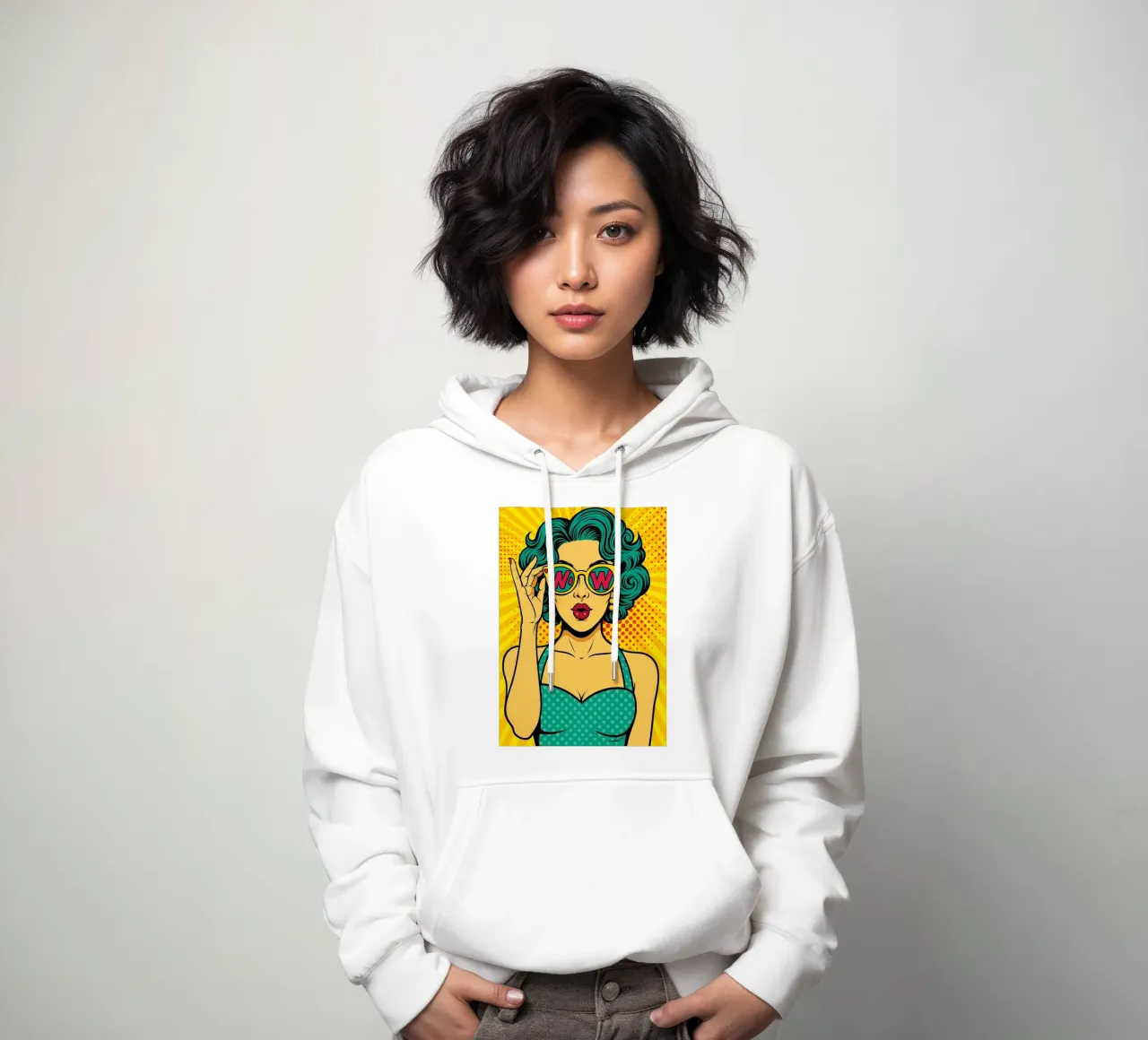 donne retro popart felpa con cappuccio da kadilans