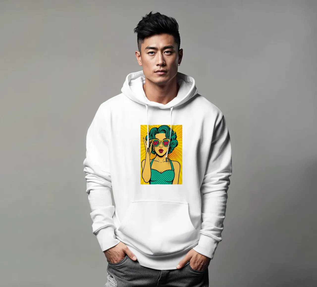 donne retro popart felpa con cappuccio da kadilans