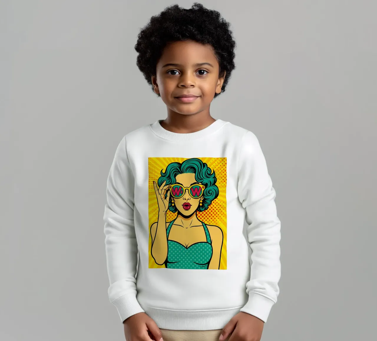 donne retro popart felpa bambino da kadilans
