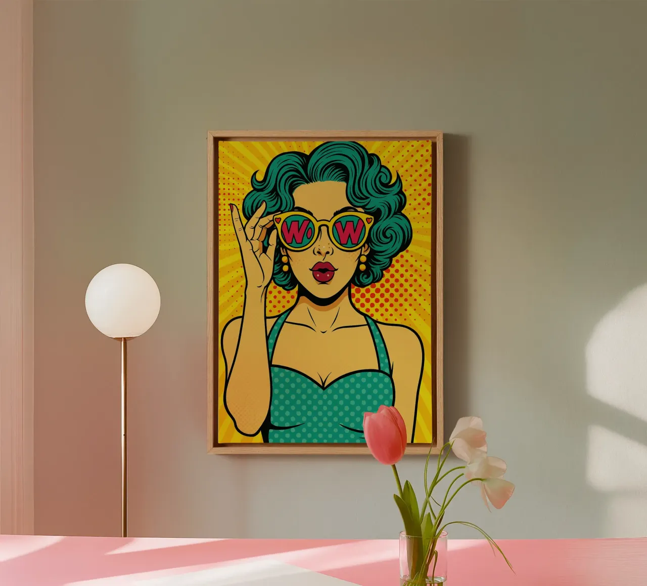 donne retro popart tela con Cornice a cassetta da kadilans