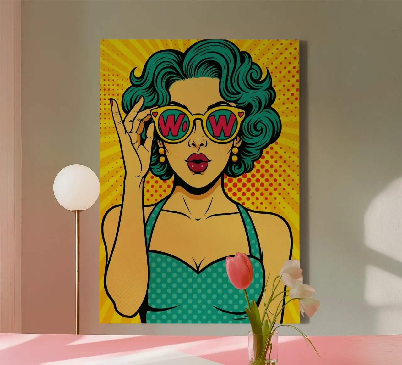 donne retro popart tela con Cornice a cassetta da kadilans