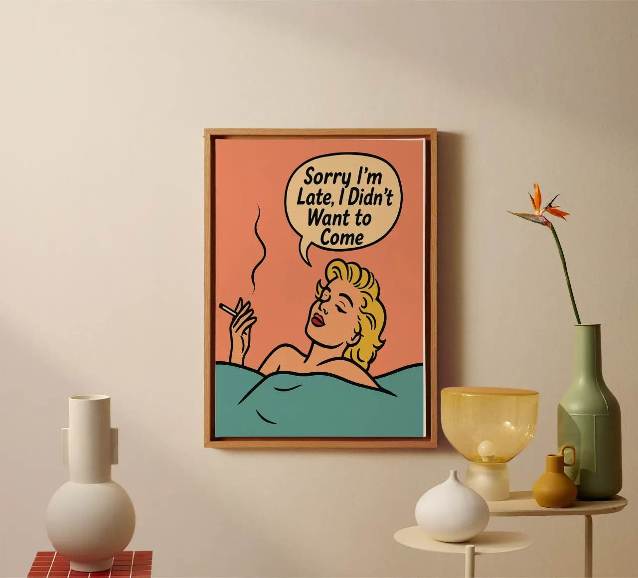 donne retro popart tela con Cornice a cassetta da kadilans