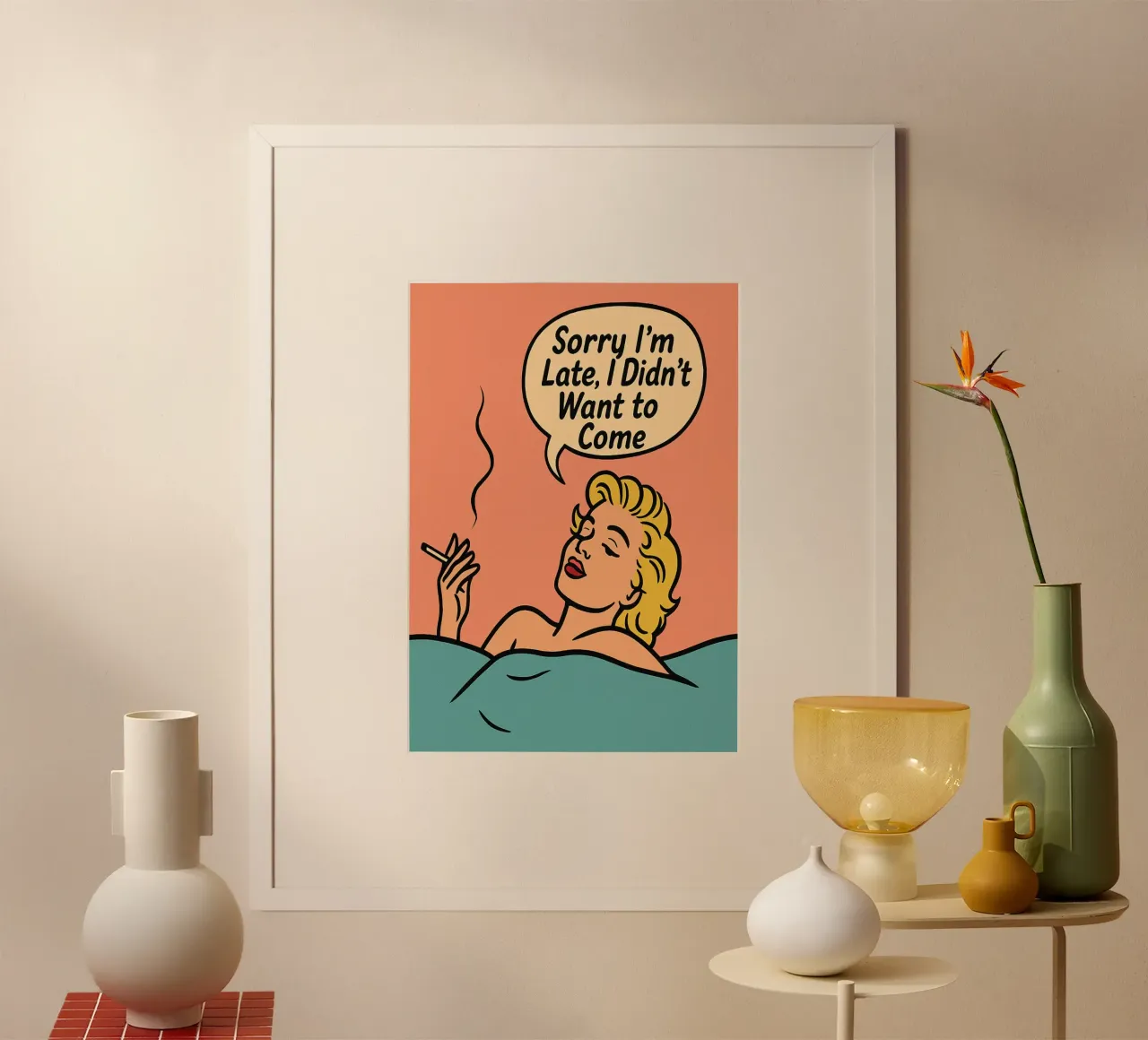 donne retro popart poster con telaio in legno da kadilans