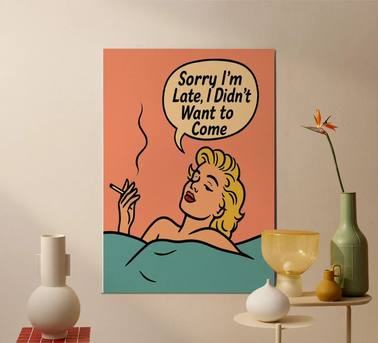 donne retro popart poster con telaio in legno da kadilans