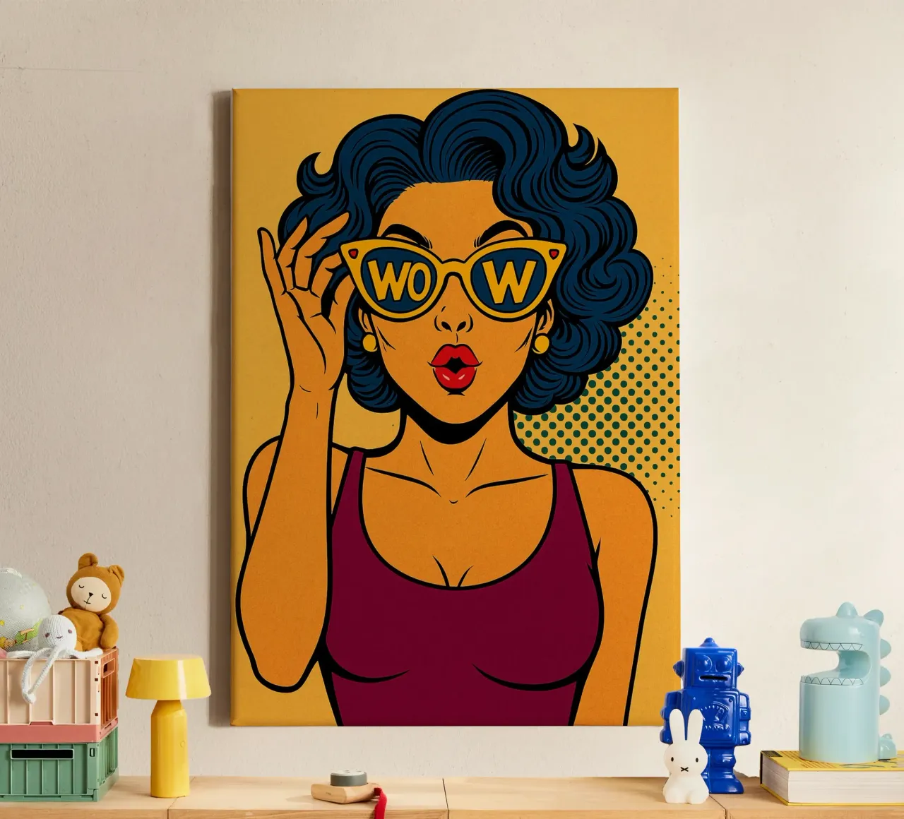 gafas wow mujer lienzo con Marco flotante de kadilans