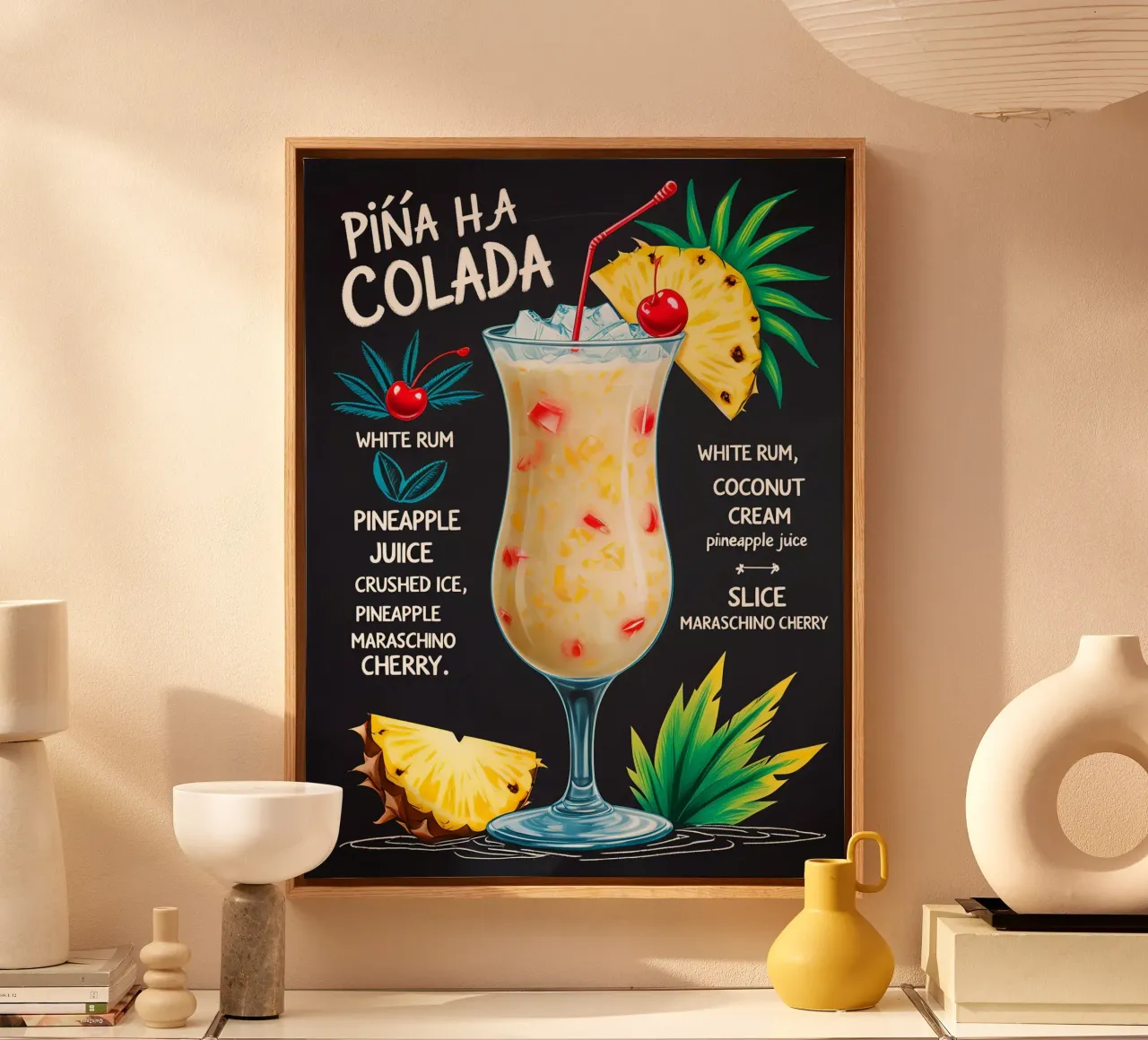 Pina Colada Cocktail canvas met Baklijst van Jeff Studio