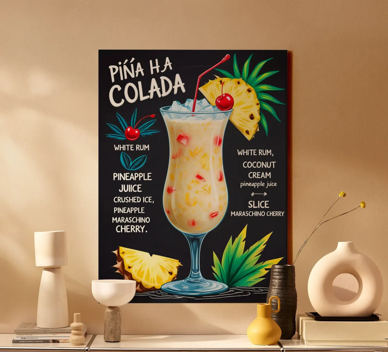 Pina Colada Cocktail canvas met Baklijst van Jeff Studio