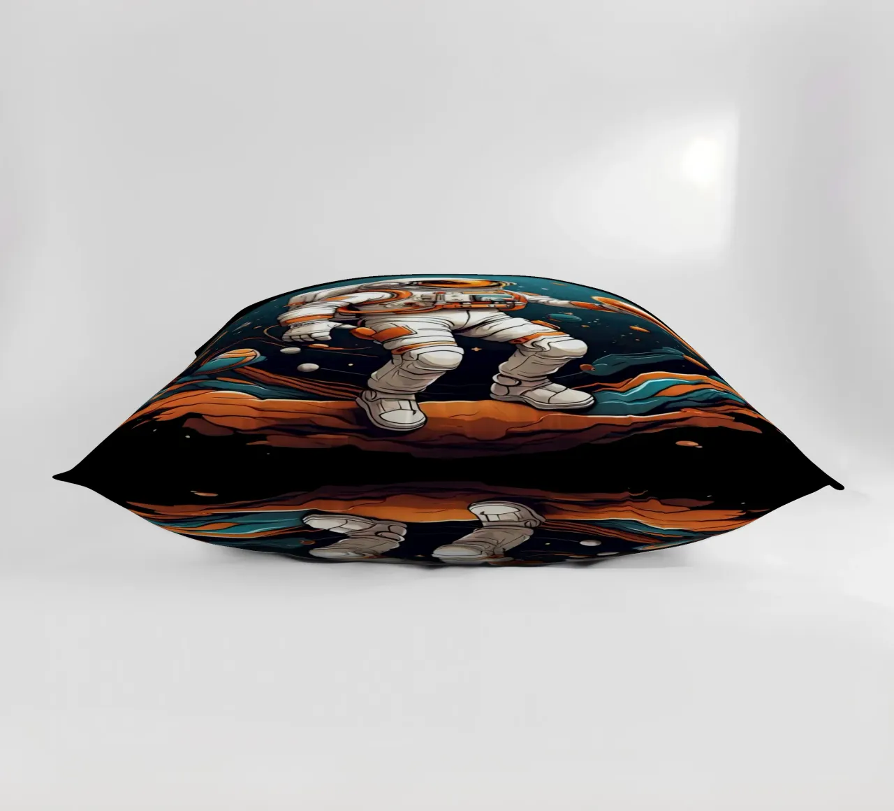 Astronaut Playing BAll decorative cushion by Delaney Okuneva