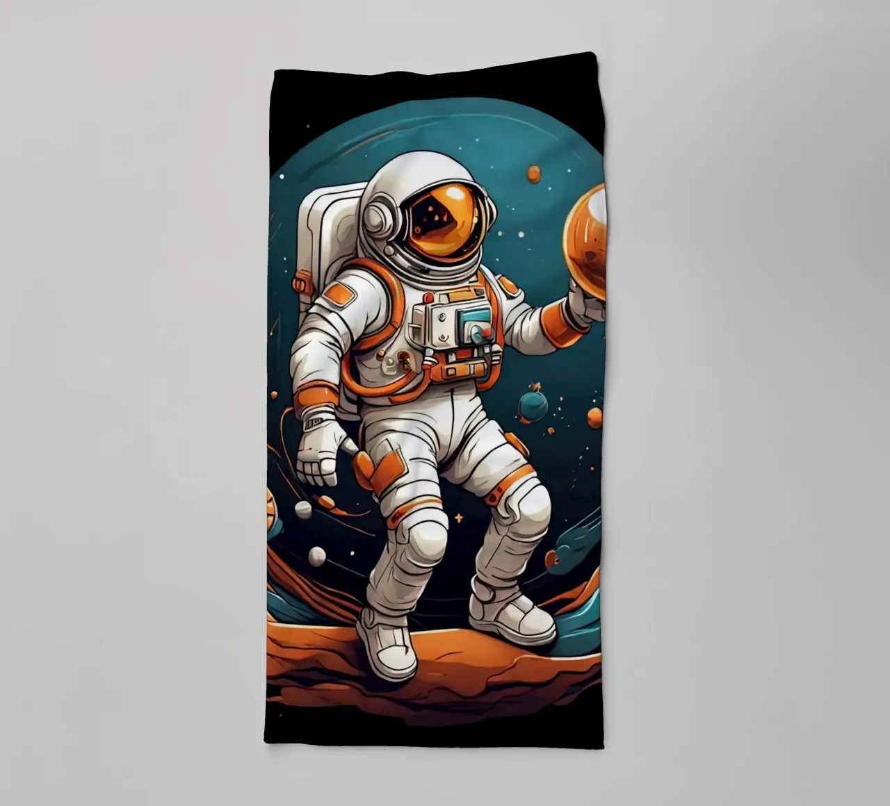 Astronaut Playing BAll towel by Delaney Okuneva
