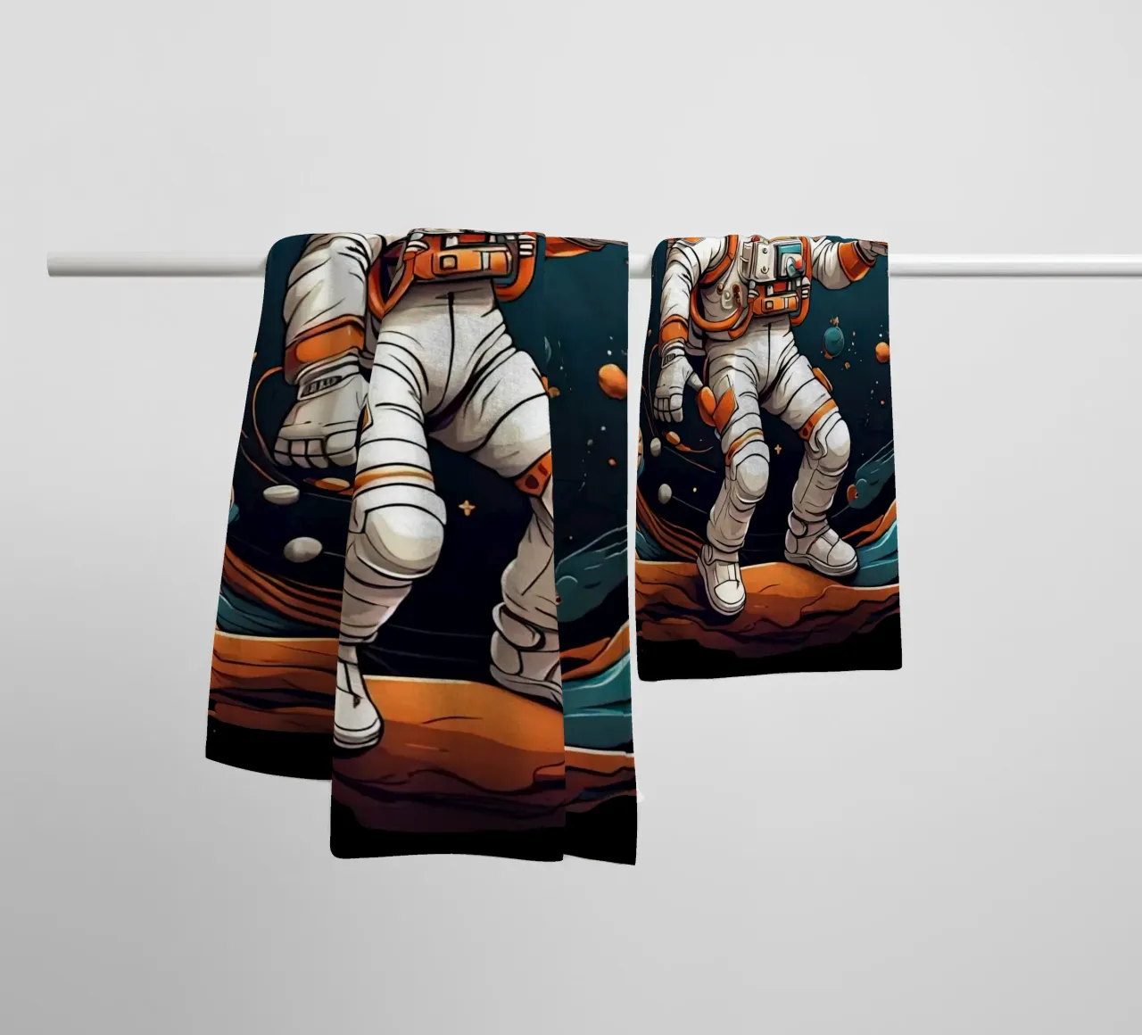 Astronaut Playing BAll towel by Delaney Okuneva