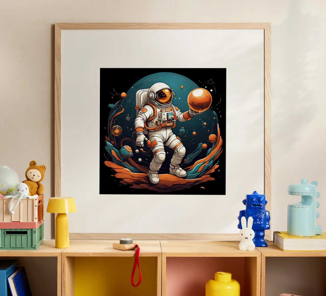 Astronauta che gioca a bocce poster da Delaney Okuneva