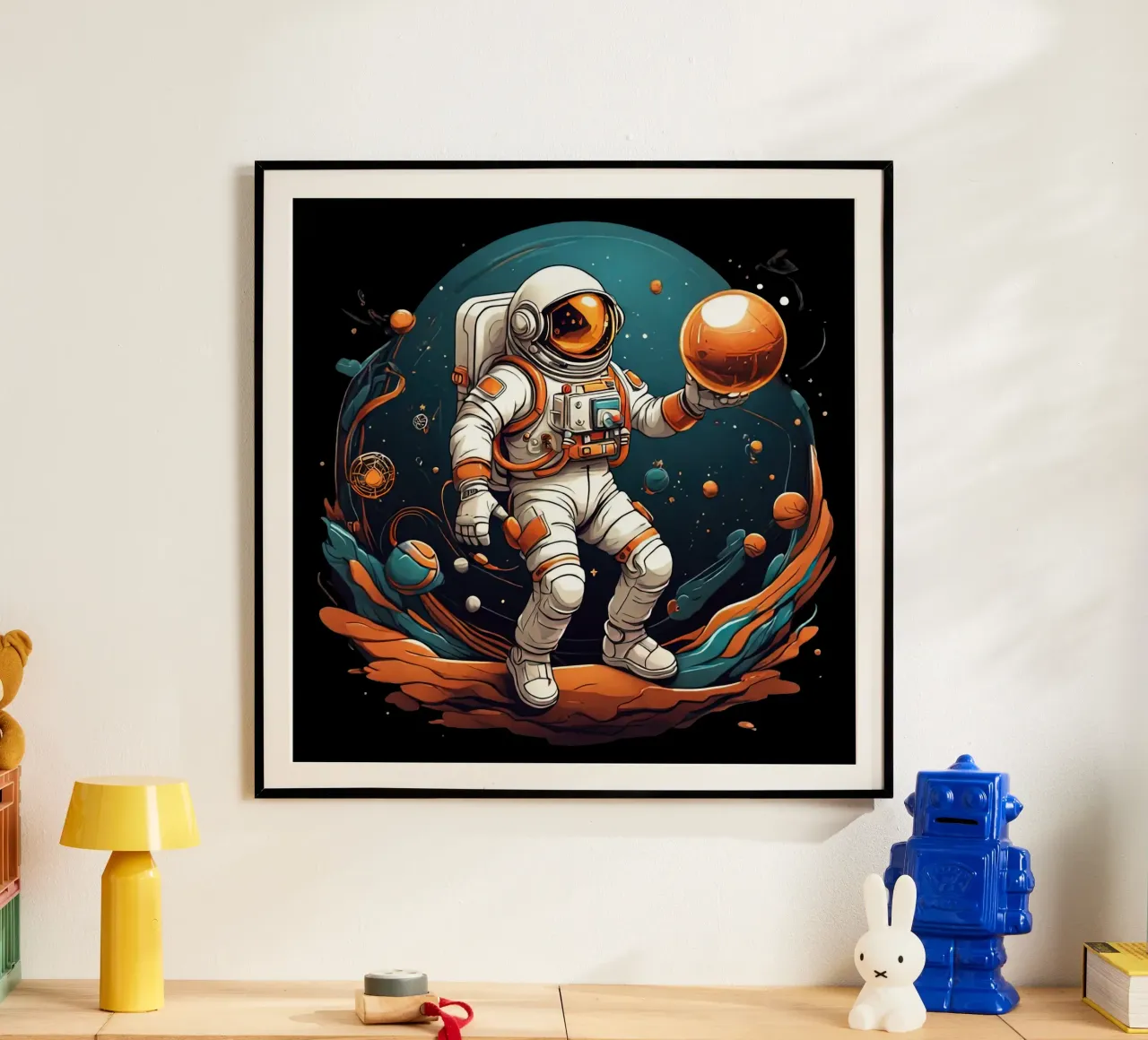 Astronauta che gioca a bocce poster da Delaney Okuneva
