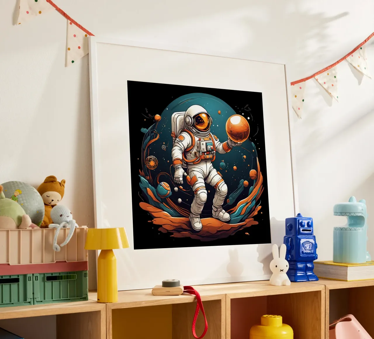 Astronauta che gioca a bocce poster da Delaney Okuneva