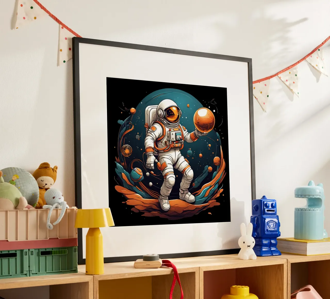 Astronauta che gioca a bocce poster da Delaney Okuneva