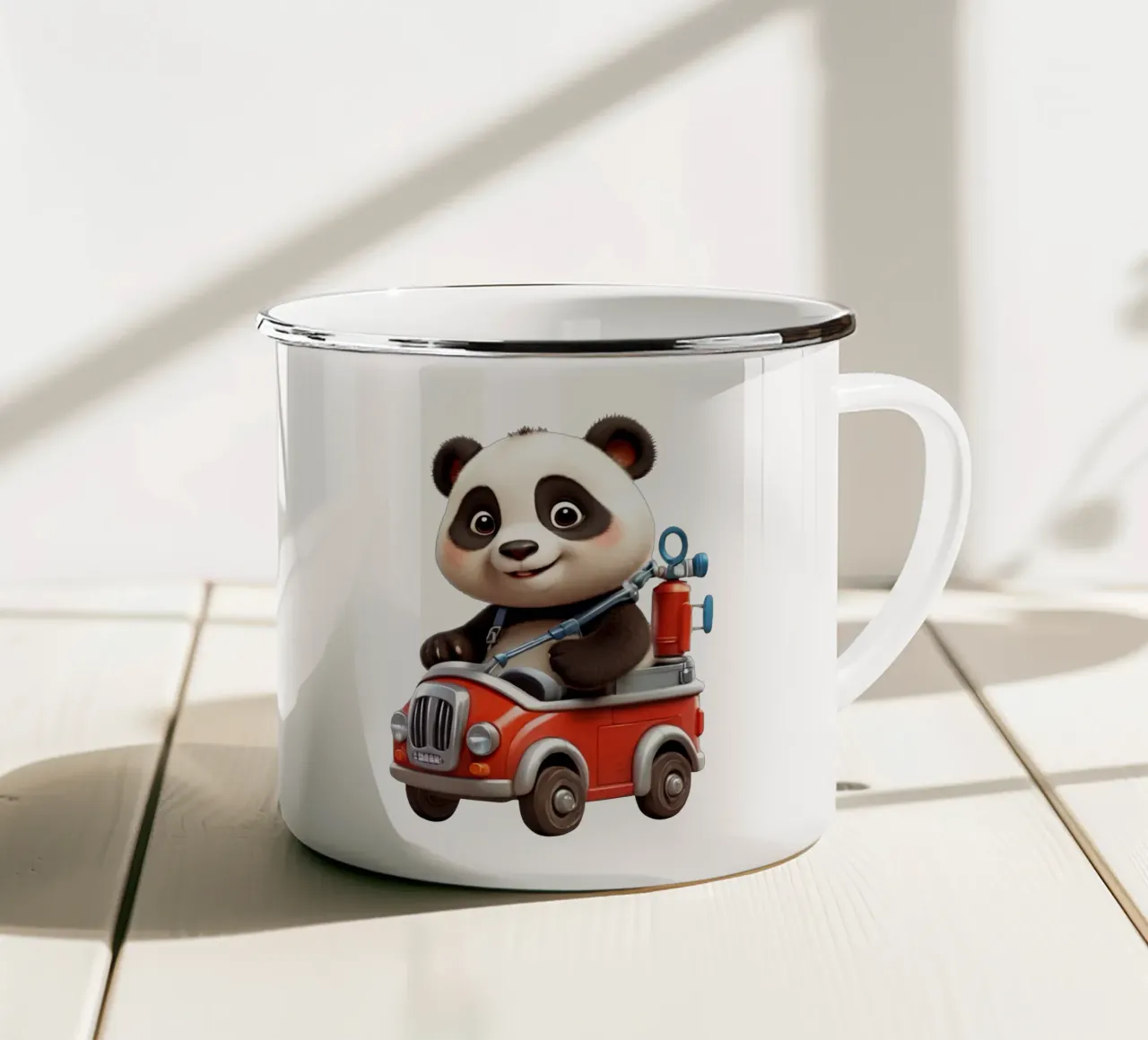 Panda pompiere tazza in smalto da Delaney Okuneva